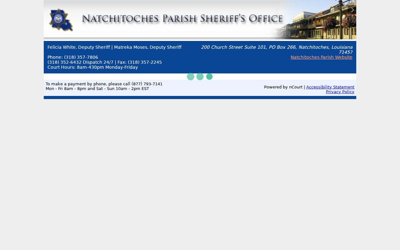 Natchitoches Parish traffic warrants: sheriff's official ticket and fine service page