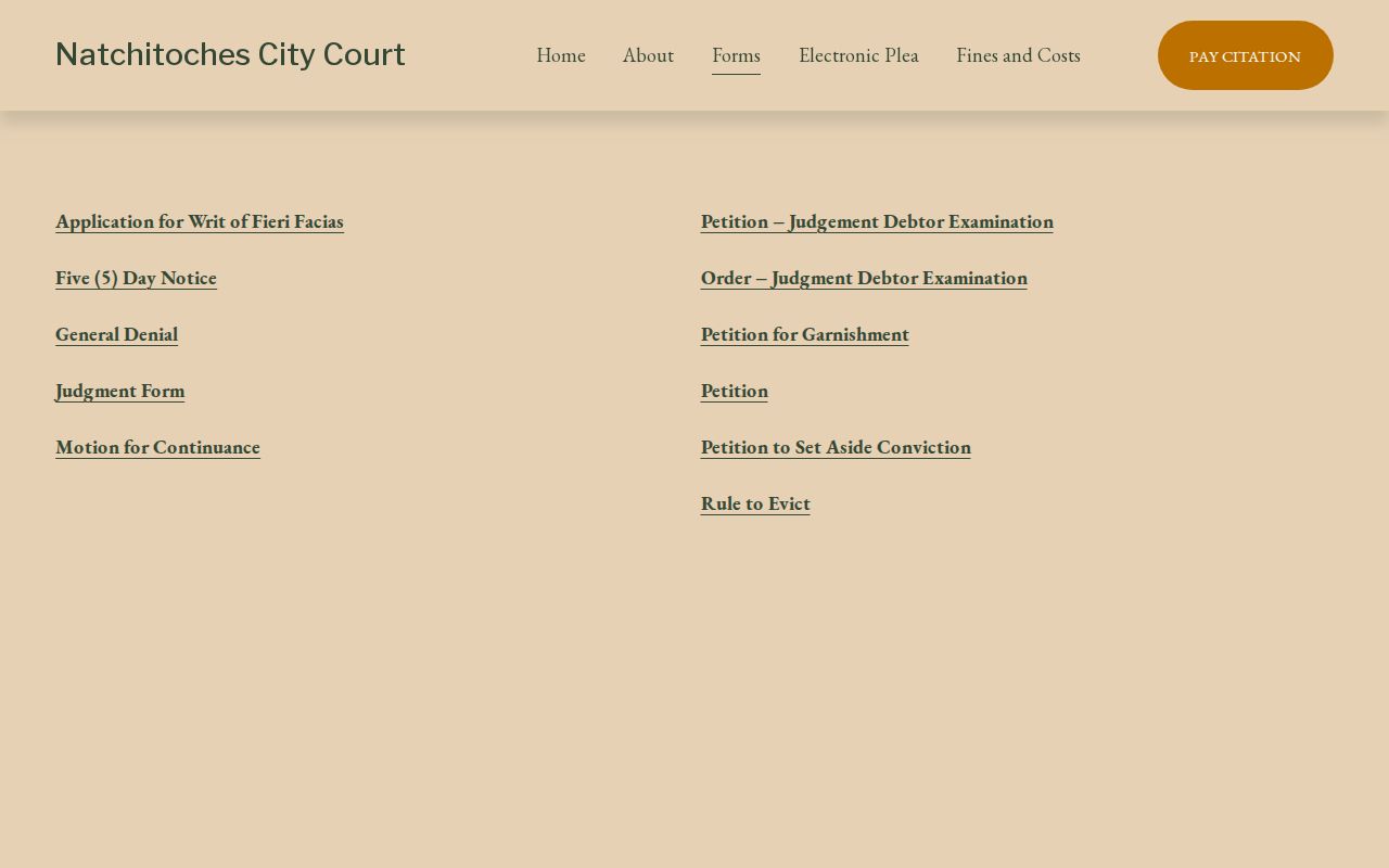 Natchitoches Parish traffic warrants: City Court traffic, criminal, and civil form folders