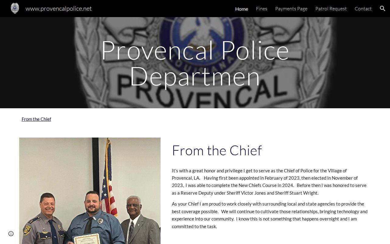 Provencal warrant records: Provencal Police site showing patrol and agency contact