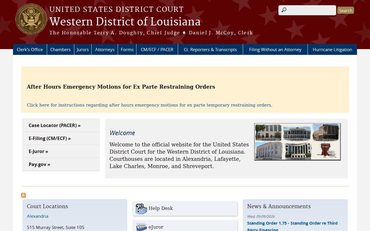 Natchitoches Parish active warrants: Western District of Louisiana federal court page