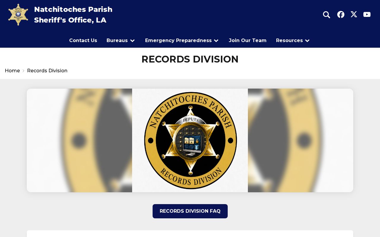 Natchitoches Parish warrant records: sheriff records division and warrant department page